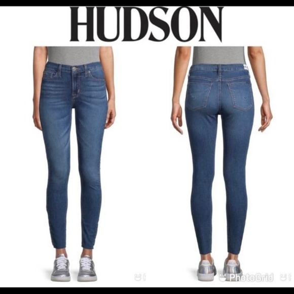 Hudson Natalie Super Skinny Raw Hem Mid Rise Cropped Ankle Jeans Size 24 - Picture 1 of 6